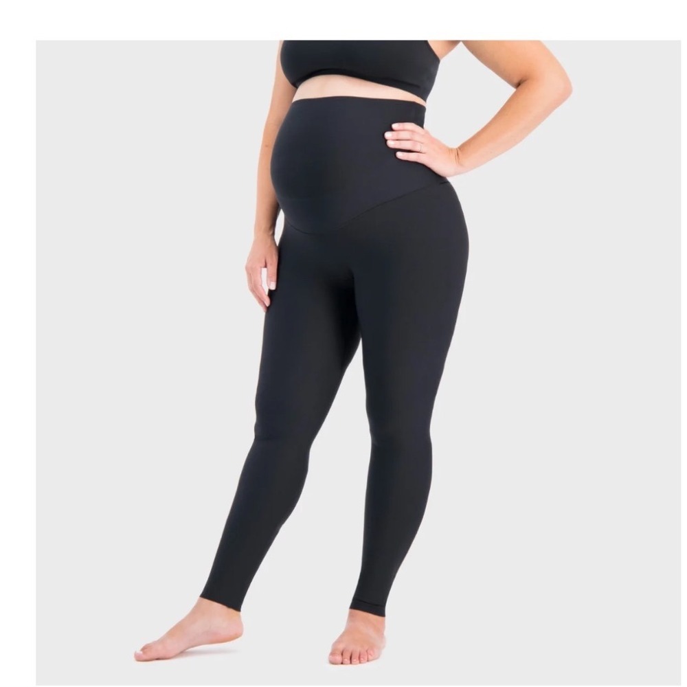 Glowe Maternity Ultimate Leggings Black Over the Belly Back Support Small